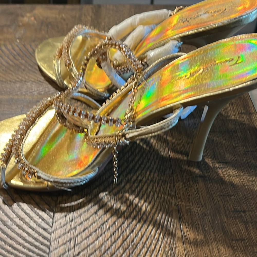 Temptations Gold Rhinestone Heels - Picture 3 of 4